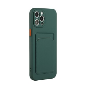 iPhone 13 Pro Schutzhülle mit Kartenfach und Kamera-Schutz - Grün