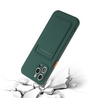 iPhone 13 Pro Schutzhülle mit Kartenfach und Kamera-Schutz - Grün