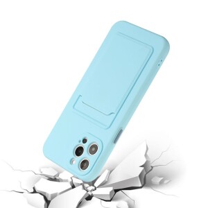 iPhone 13 Pro Schutzhülle mit Kartenfach und Kamera-Schutz - Babyblau