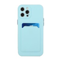 iPhone 13 Pro Schutzhülle mit Kartenfach und Kamera-Schutz - Babyblau