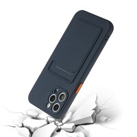 iPhone 13 Pro Schutzhülle mit Kartenfach und Kamera-Schutz - Dunkelblau