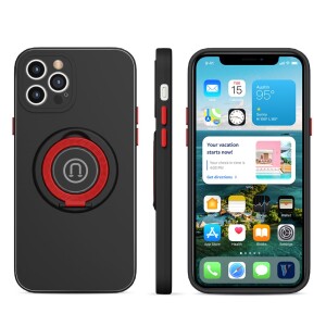 iPhone 13 Pro Hülle mit Ring Halter für Finger & Magnet - Schwarz / Rot