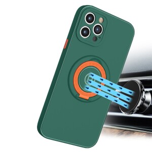 iPhone 13 Pro Hülle mit Ring Halter für Finger & Magnet - Schwarz / Rot