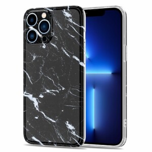 iPhone 13 Pro Max Silikonhülle - Marmor Design - Schwarz
