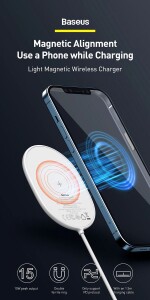 Baseus Magnetisches kabelloses Ladegerät - iPhone MagSafe kompatibel - weiß