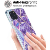 iPhone 11 Pro Silikonhülle - Marmor Glam - Violett / Rosa