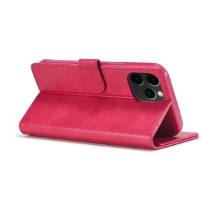 iPhone 12 Mini Klapphülle mit Kartenfach und Aufsteller aus PU-Leder - Rot