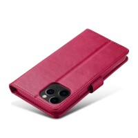 iPhone 12 Mini Klapphülle mit Kartenfach und Aufsteller aus PU-Leder - Rot