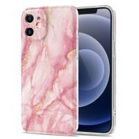iPhone 12 Mini Hülle - Marmor Glam - Pink / Weiß