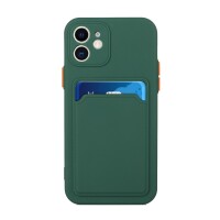 iPhone 12 Mini Schutzhülle mit Kartenfach und Kamera-Schutz - Grün