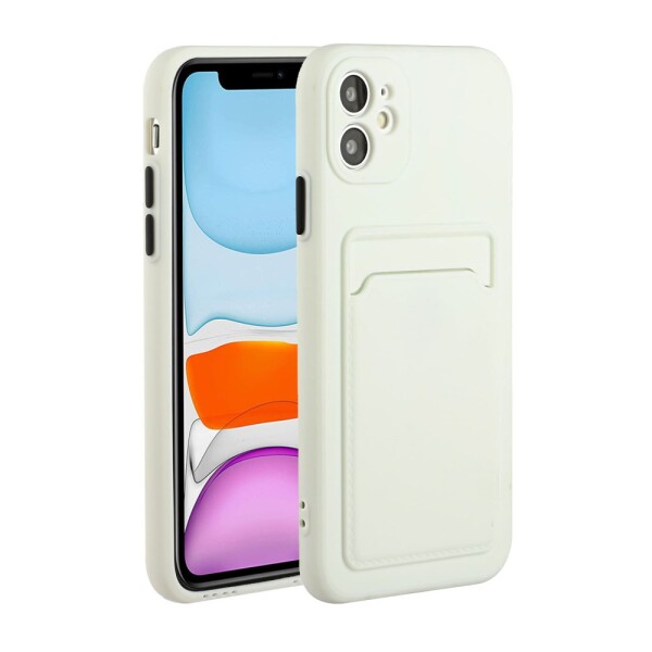 iPhone 12 Mini Schutzhülle mit Kartenfach und Kamera-Schutz - Weiß
