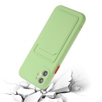 iPhone 12 Mini Schutzhülle mit Kartenfach und Kamera-Schutz - Hellgrün