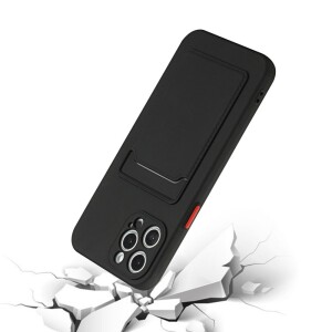 iPhone 12 Pro Max Schutzhülle mit Kartenfach und Kamera-Schutz - Schwarz