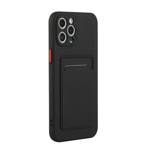 iPhone 12 Pro Max Schutzhülle mit Kartenfach und Kamera-Schutz - Schwarz
