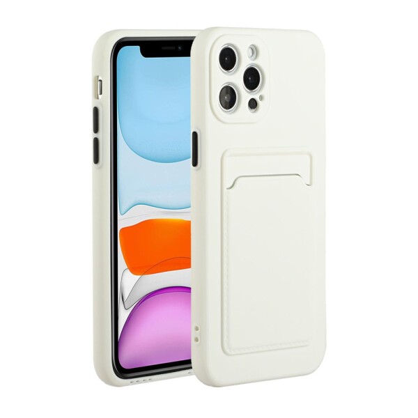 iPhone 12 Pro Max Schutzhülle mit Kartenfach und Kamera-Schutz - Weiß