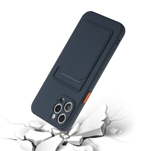 iPhone 12 Pro Max Schutzhülle mit Kartenfach und Kamera-Schutz - Dunkelblau