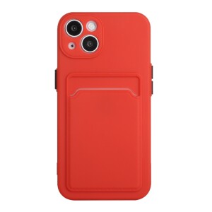 iPhone 13 Mini Schutzhülle mit Kartenfach und Kamera-Schutz - Rot