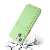 iPhone 13 Mini Schutzhülle mit Kartenfach und Kamera-Schutz - Hellgrün