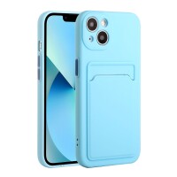 iPhone 13 Mini Schutzhülle mit Kartenfach und Kamera-Schutz - Babyblau