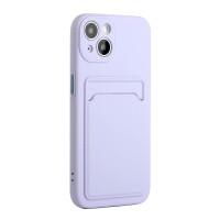 iPhone 13 Mini Schutzhülle mit Kartenfach und Kamera-Schutz - Lila