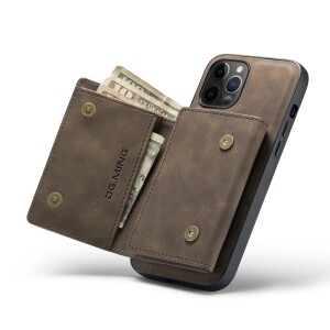 iPhone 13 Pro Hülle mit Magnet-Kartenfach & Geldbeutel - Braun